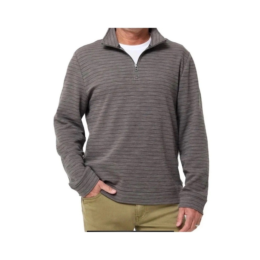 Dockers Men's Quarter Zip Regular Fit Textured Pullover  Gray  Small NWT